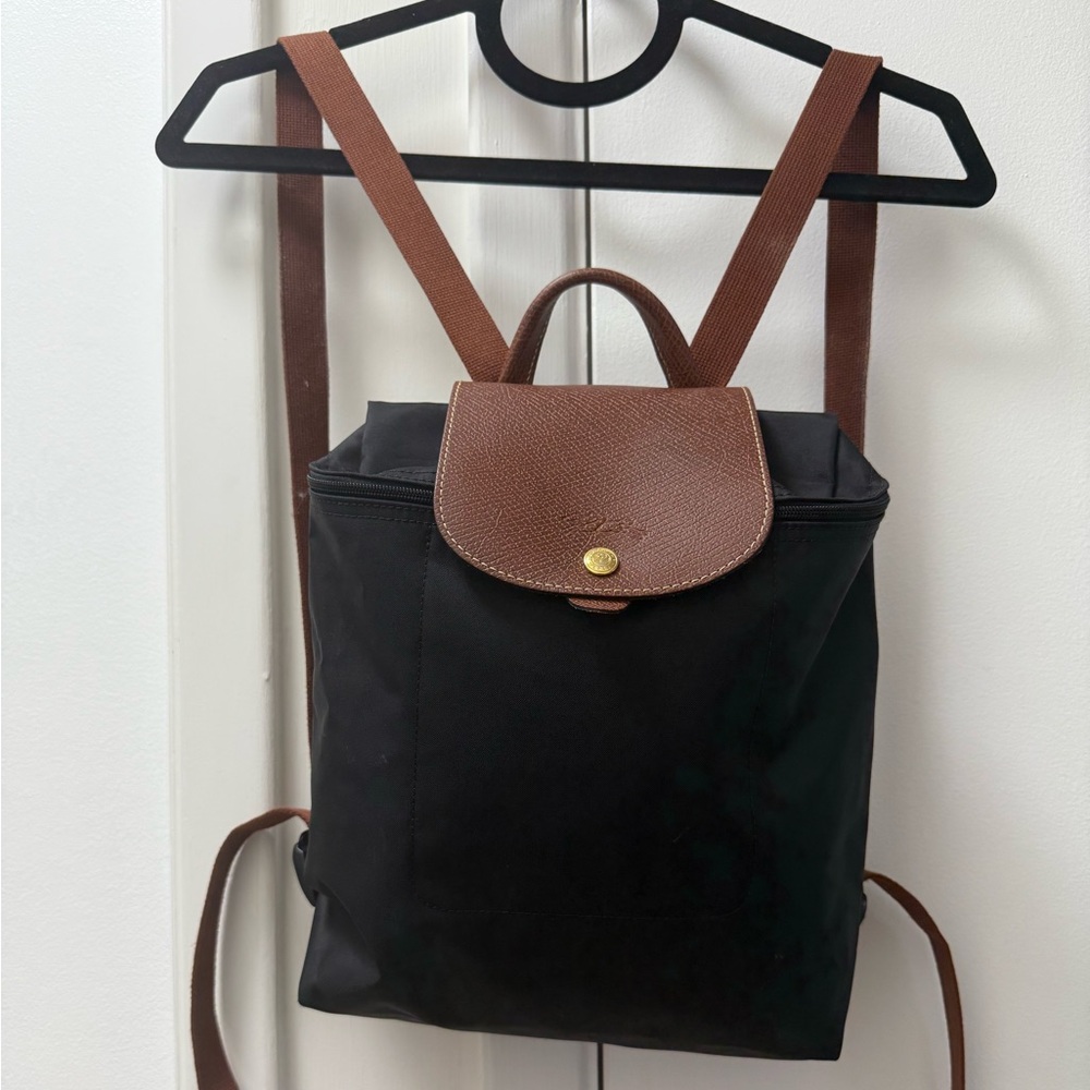 Longchamp Black and Brown Backpack